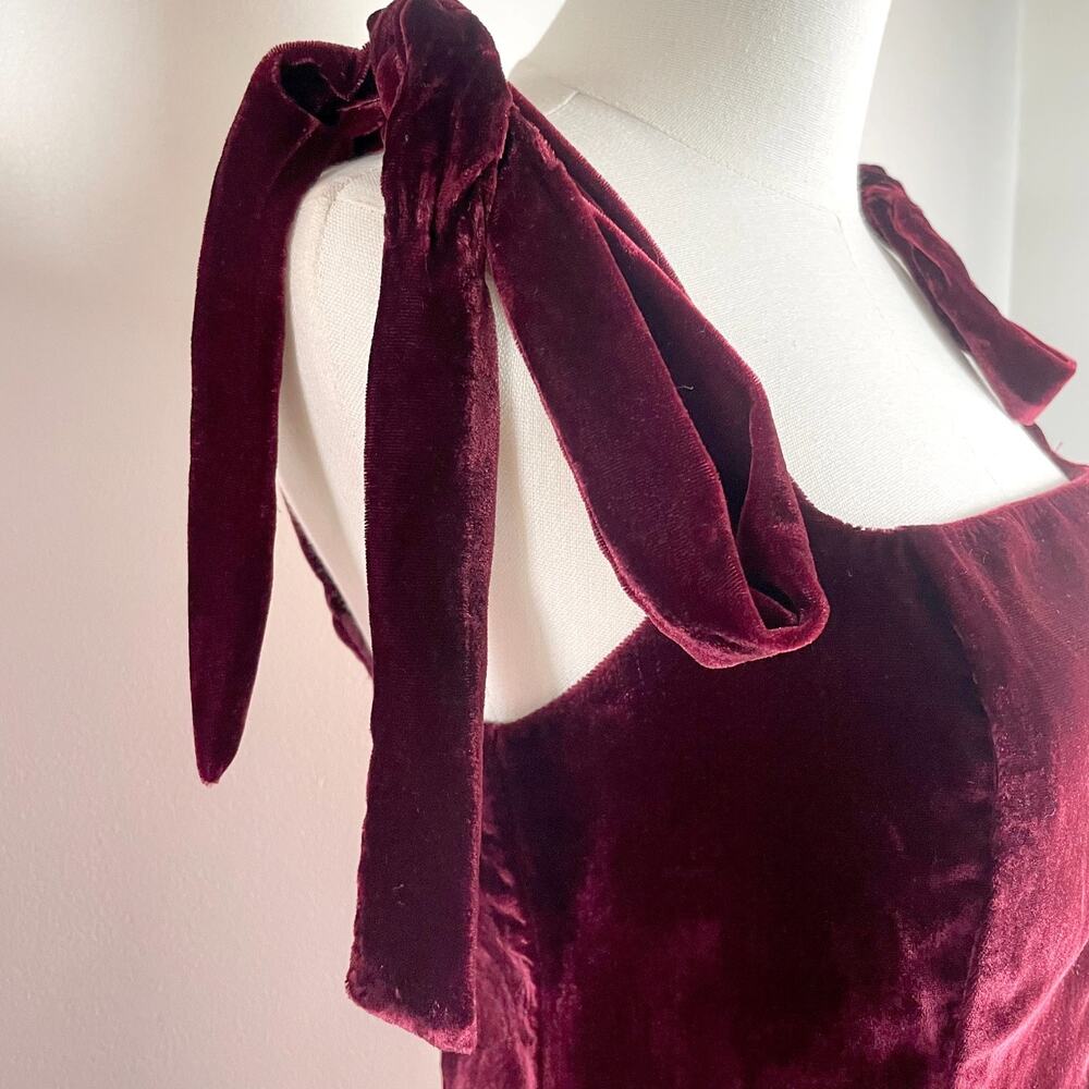 House of Harlow X Revolve NWT Velvet Mini Dress Small Burgundy Bow Coquette - Picture 3 of 10